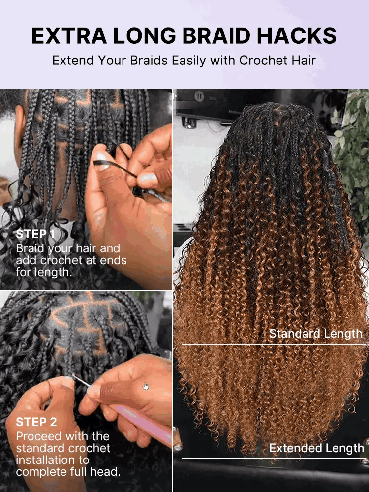 Miracle Knots Colored Crochet Hair Wet and Wavy Ombre | Mix Brown for Boho Braids | Crochet Weaves|  Fulani Braids | Twists Pre-Separated Lightweight Full & Soft Pre-Looped Human Hair Extensions Protective Style