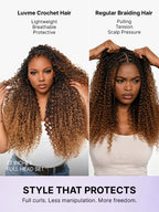 Miracle Knots Colored Crochet Hair Wet and Wavy Ombre | Mix Brown for Boho Braids | Crochet Weaves|  Fulani Braids | Twists Pre-Separated Lightweight Full & Soft Pre-Looped Human Hair Extensions Protective Style