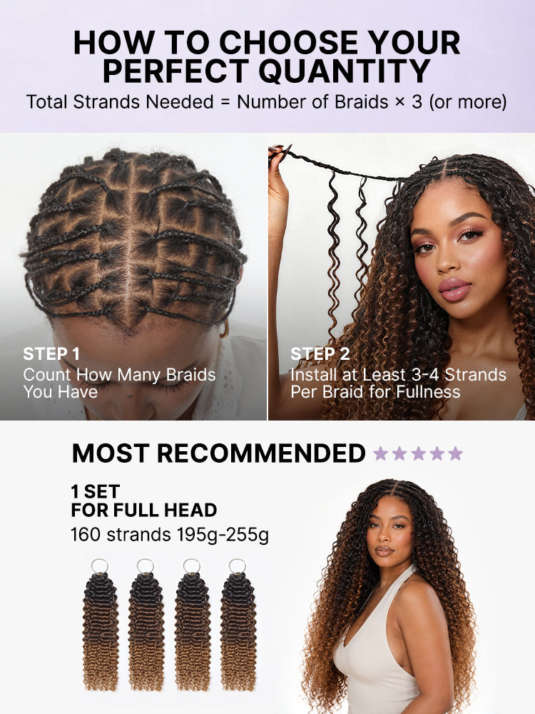 Miracle Knots Colored Crochet Hair Wet and Wavy Ombre | Mix Brown for Boho Braids | Crochet Weaves|  Fulani Braids | Twists Pre-Separated Lightweight Full & Soft Pre-Looped Human Hair Extensions Protective Style