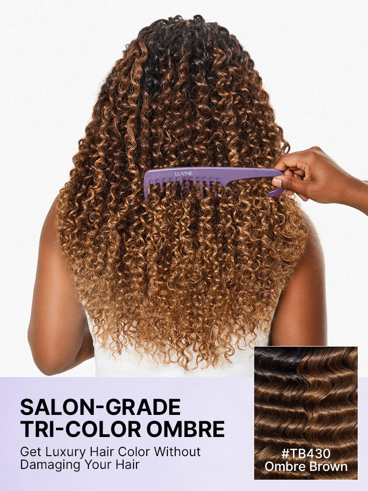 Miracle Knots Colored Crochet Hair Wet and Wavy Ombre | Mix Brown for Boho Braids | Crochet Weaves|  Fulani Braids | Twists Pre-Separated Lightweight Full & Soft Pre-Looped Human Hair Extensions Protective Style
