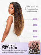 Miracle Knots Colored Crochet Hair Wet and Wavy Ombre | Mix Brown for Boho Braids | Crochet Weaves|  Fulani Braids | Twists Pre-Separated Lightweight Full & Soft Pre-Looped Human Hair Extensions Protective Style