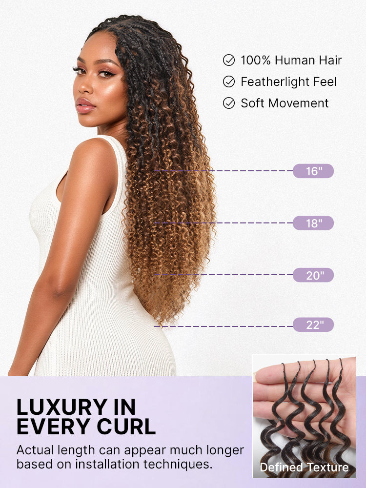 Miracle Knots Colored Crochet Hair Wet and Wavy Ombre | Mix Brown for Boho Braids | Crochet Weaves|  Fulani Braids | Twists Pre-Separated Lightweight Full & Soft Pre-Looped Human Hair Extensions Protective Style