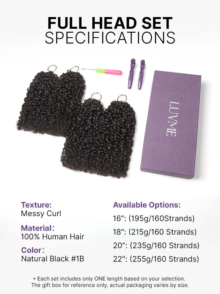 Miracle Knots Crochet Hair Messy Curly for Boho Braids | Crochet Weaves | Fulani Braids | Twists Pre-Separated Lightweight Full & Soft Pre-Looped Human Hair Extensions Protective Style