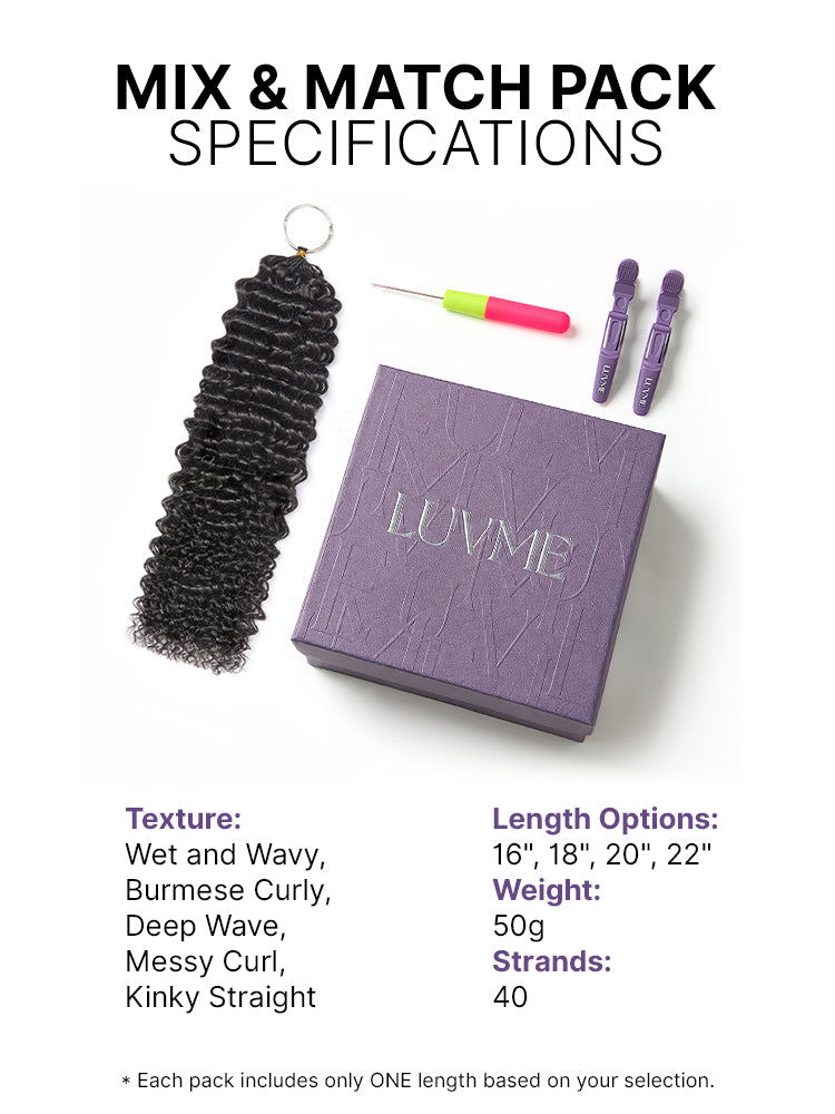 Miracle Knots Crochet Hair Burmese Curly | Wet and Wavy Water Wave | Kinky Straight for Boho Braids | Crochet Weaves | Fulani Braids | Twists Pre-Separated Lightweight Full & Soft Pre-Looped Human Hair Extensions Protective Style