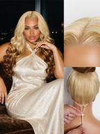 613 Blonde with Caramel Ombre Loose Wave 180% Density Human Hair 13×4 HD Lace Front Wig Pre-Cut Lace