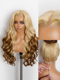 613 Blonde with Caramel Ombre Loose Wave 180% Density Human Hair 13×4 HD Lace Front Wig Pre-Cut Lace