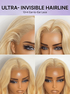 613 Blonde with Caramel Ombre Loose Wave 180% Density Human Hair 13×4 HD Lace Front Wig Pre-Cut Lace