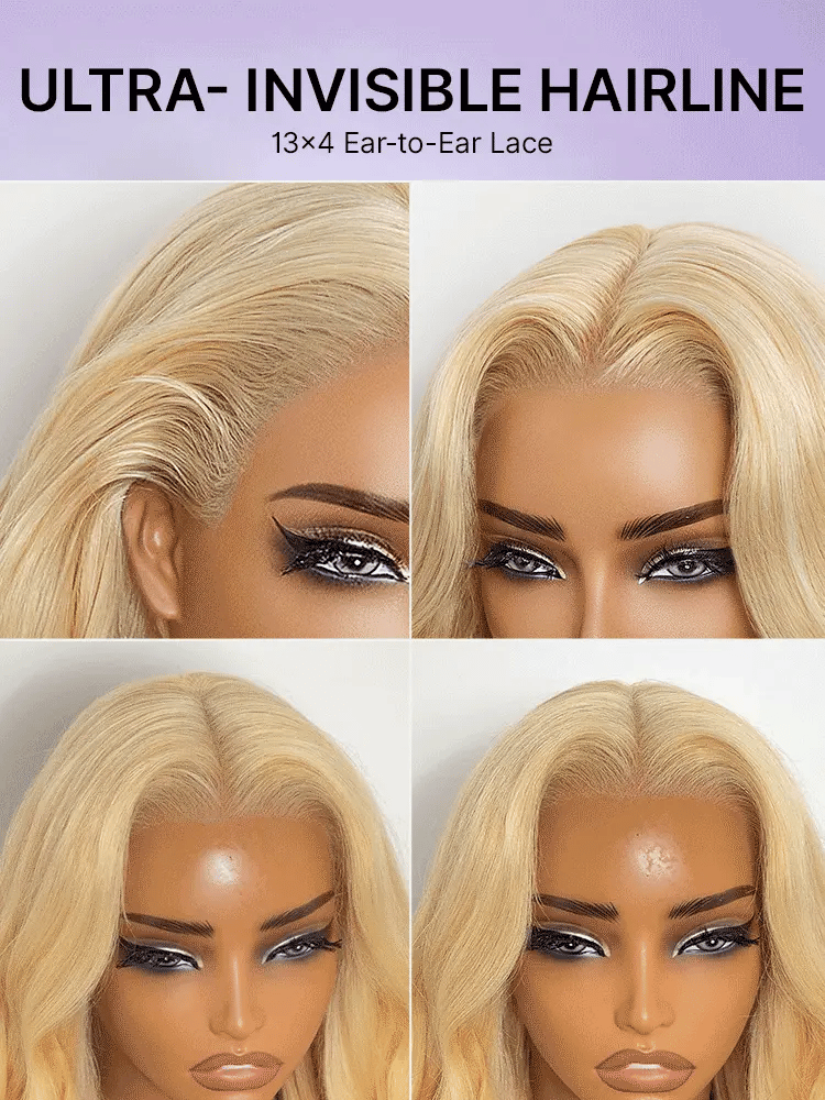 613 Blonde with Caramel Ombre Loose Wave 180% Density Human Hair 13×4 HD Lace Front Wig Pre-Cut Lace