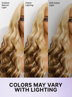 613 Blonde with Caramel Ombre Loose Wave 180% Density Human Hair 13×4 HD Lace Front Wig Pre-Cut Lace