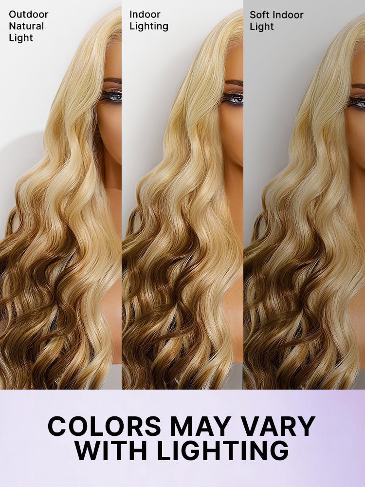 613 Blonde with Caramel Ombre Loose Wave 180% Density Human Hair 13×4 HD Lace Front Wig Pre-Cut Lace