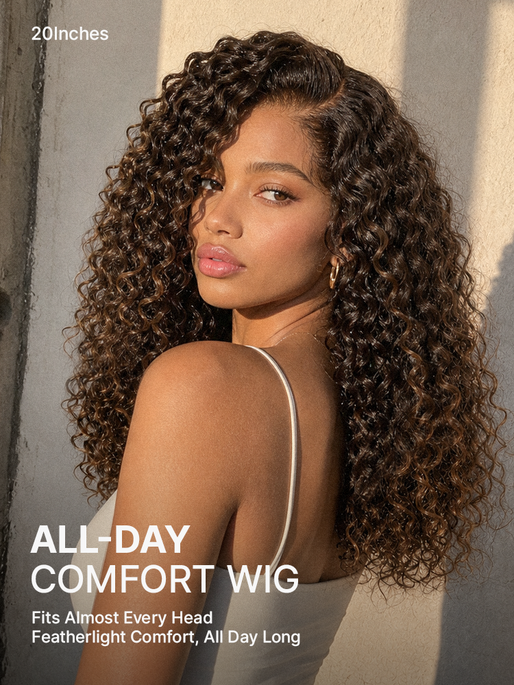 Luvme All-Day Comfort Wig 200% Density Brown Ombre Kinky Curly  PartingMax Glueless 7x6 Closure HD Lace Wig Pre-Cut Lace