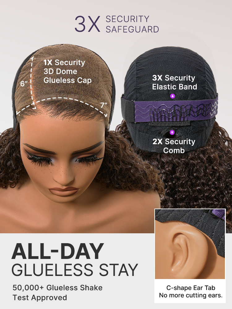 Luvme All-Day Comfort Wig 200% Density Brown Ombre Kinky Curly  PartingMax Glueless 7x6 Closure HD Lace Wig Pre-Cut Lace