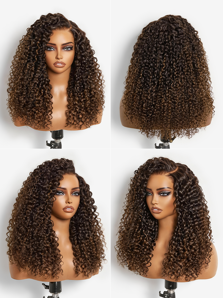 Luvme All-Day Comfort Wig 200% Density Brown Ombre Kinky Curly  PartingMax Glueless 7x6 Closure HD Lace Wig Pre-Cut Lace
