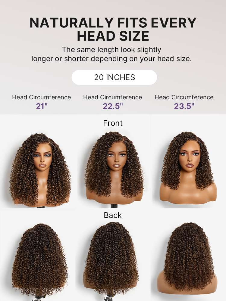 Luvme All-Day Comfort Wig 200% Density Brown Ombre Kinky Curly  PartingMax Glueless 7x6 Closure HD Lace Wig Pre-Cut Lace