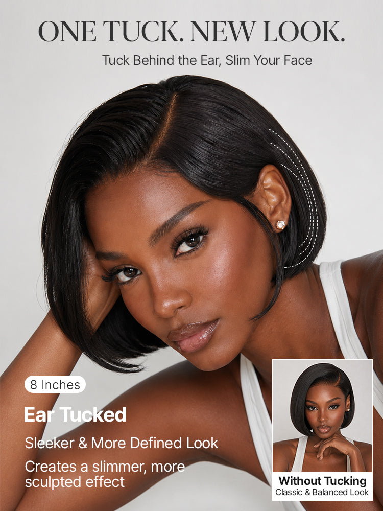180% Density Sleek Short Bob Minimalist HD Lace Wig Pre-cut Lace All-Day Comfort Cap