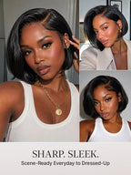 180% Density Sleek Short Bob Minimalist HD Lace Wig Pre-cut Lace All-Day Comfort Cap