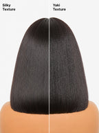 Put On and Go Realistic Glueless Yaki Straight Bob with Bangs Minimalist Lace Wig 100% Human Hair