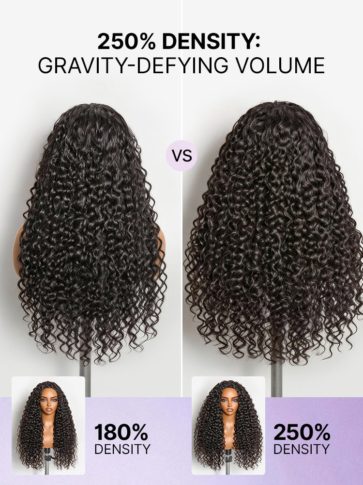 Fluffy & Full 250% Density Water Wave Glueless Half Wig Flexi-Fit Drawstring