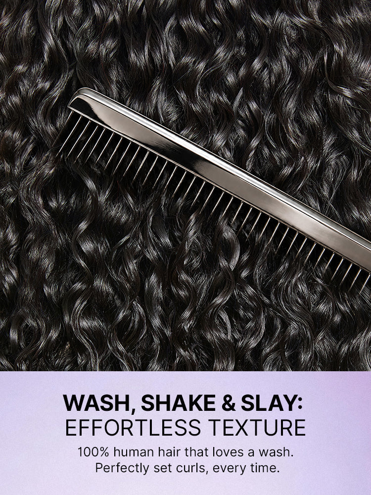 Fluffy & Full 250% Density Water Wave Glueless Half Wig Flexi-Fit Drawstring