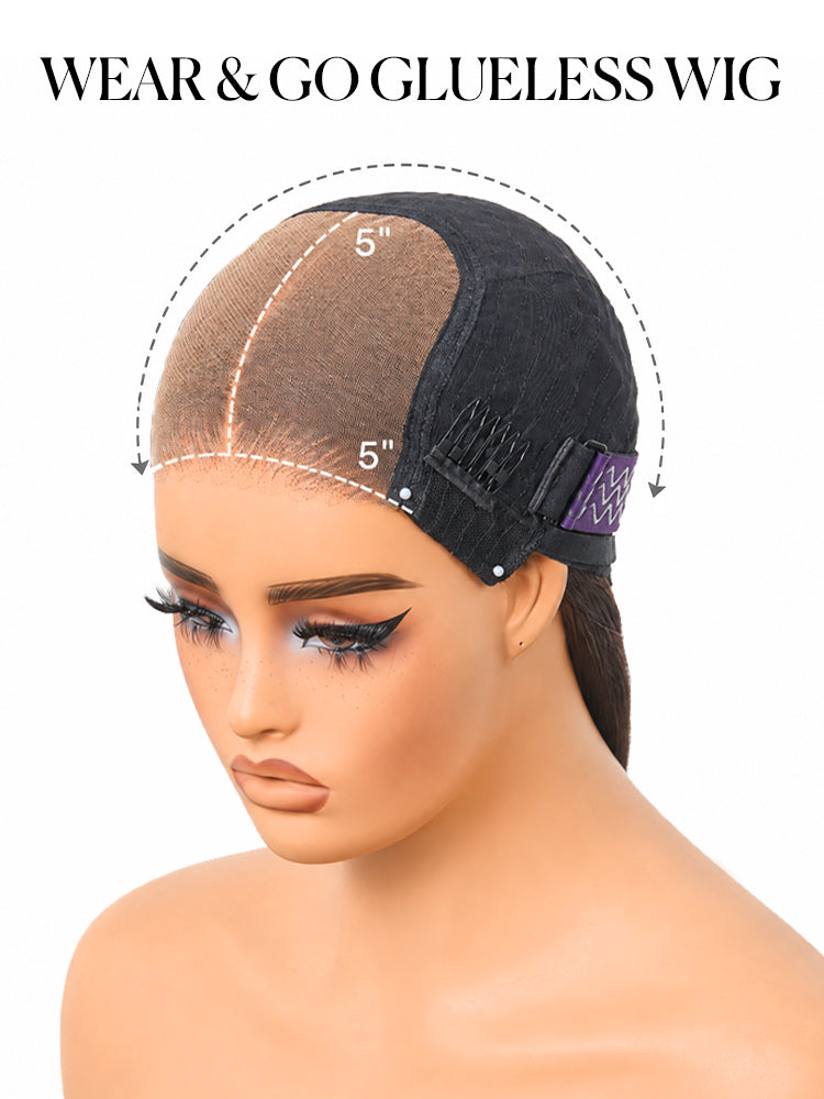 Brown Highlight Silky Short Bob Wig Layered Cut Human Hair Glueless 5x5 Closure Pre-Cut Lace Wig