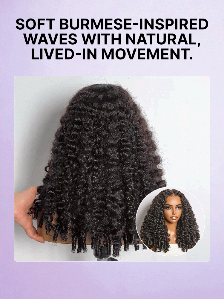 180% Density Burmese Curly Finger Coil Ends Glueless 5x5 Closure HD Lace Wig Pre-Cut Lace - Limited Time Offer