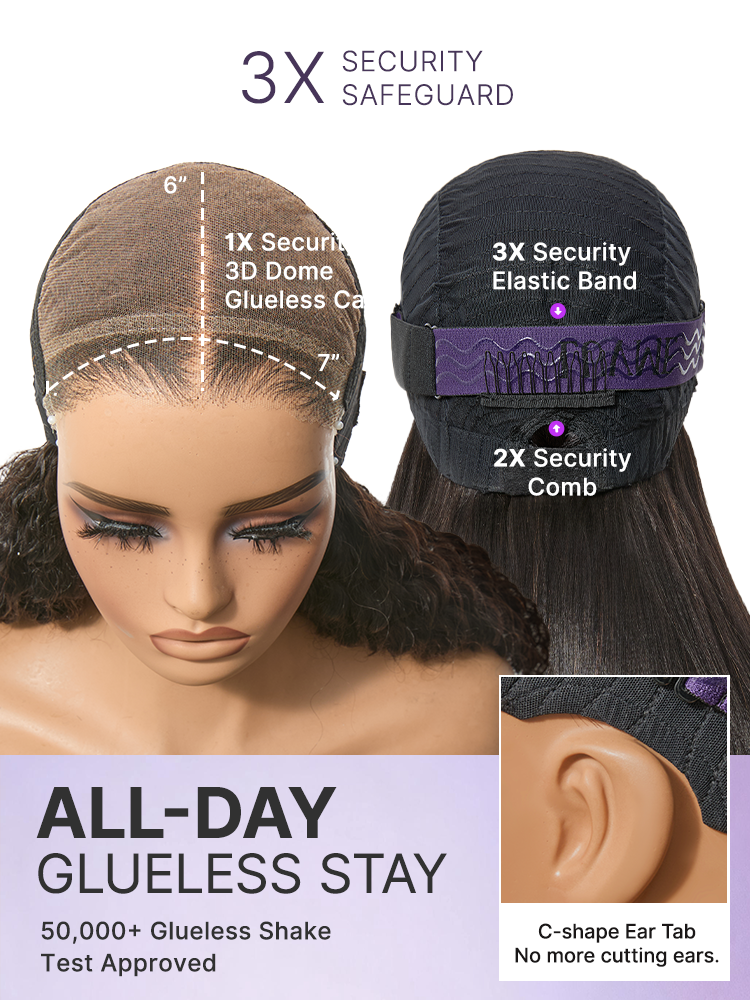 Luvme All-Day Comfort Wig 200% Density Deep Wave Glueless 7x6 Closure HD Lace Human Hair Wig Pre-Cut Lace
