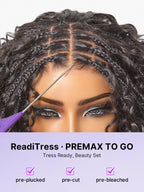 Readitress™ Boho Braids Deep Curly Glueless 5x5 Closure Lace with Braided Top Human Hair Wig Pre-Cut Lace