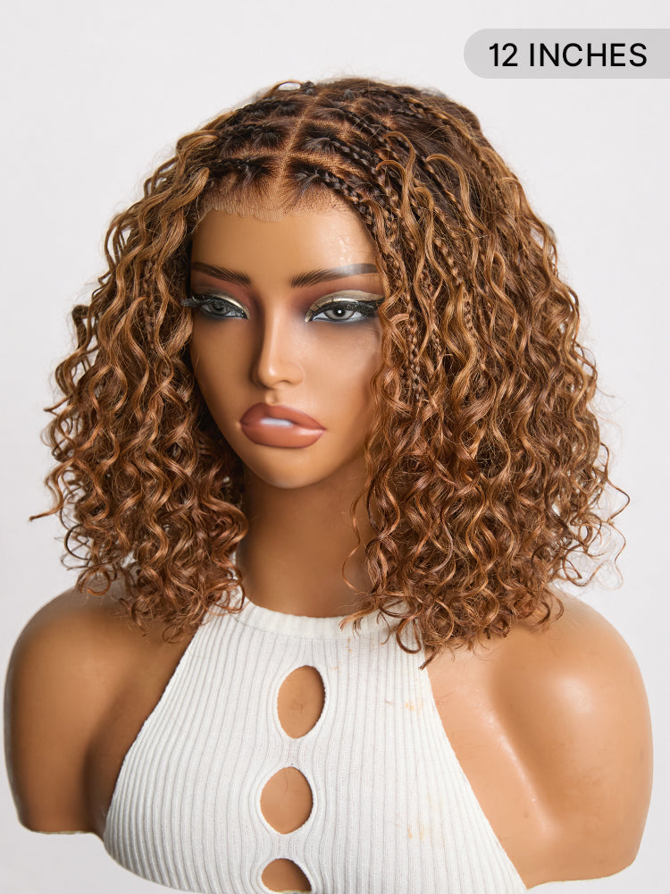 Readitress™ Boho Braids Deep Curly Glueless 5x5 Closure Lace with Braided Top Human Hair Wig Pre-Cut Lace