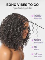 Readitress™ Boho Braids Deep Curly Glueless 5x5 Closure Lace with Braided Top Human Hair Wig Pre-Cut Lace