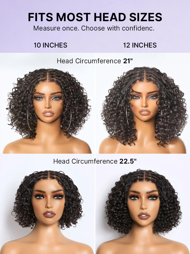 Readitress™ Boho Braids Deep Curly Glueless 5x5 Closure Lace with Braided Top Human Hair Wig Pre-Cut Lace