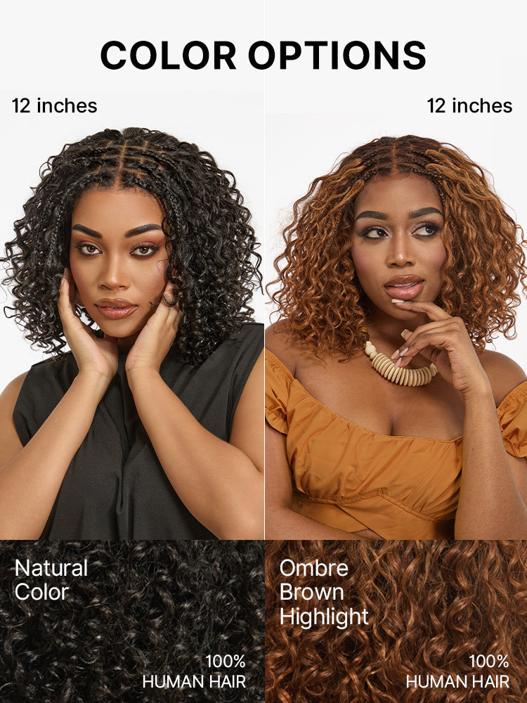 Readitress™ Boho Braids Deep Curly Glueless 5x5 Closure Lace with Braided Top Human Hair Wig Pre-Cut Lace