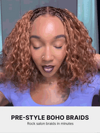 Readitress™ Boho Braids Deep Curly Glueless 5x5 Closure Lace with Braided Top Human Hair Wig Pre-Cut Lace