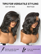 Effortlessly Chic Butterfly Cut Layered Wavy Glueless HD Minimalist Lace Short Wig