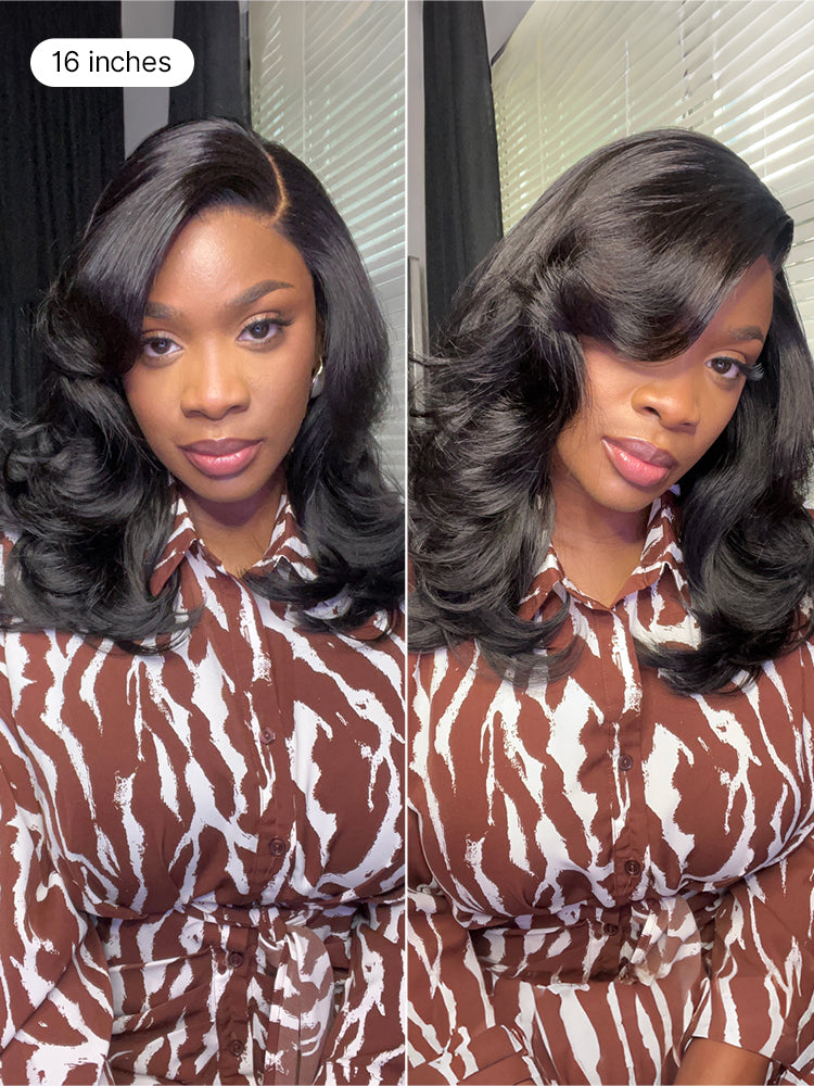 Effortlessly Chic Butterfly Cut Layered Wavy Glueless HD Minimalist Lace Short Wig