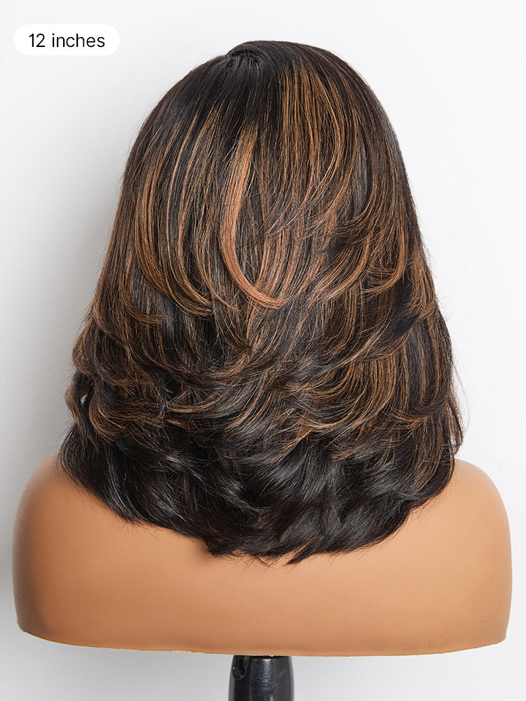 Effortlessly Chic Butterfly Cut Layered Wavy Glueless HD Minimalist Lace Short Wig