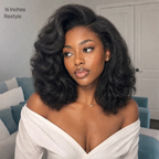 180% Density Light Kinky Straight Butterfly Cut Layered / Kinky Body Wave Glueless 7x6 Closure HD Lace Wig Pre-Cut Lace