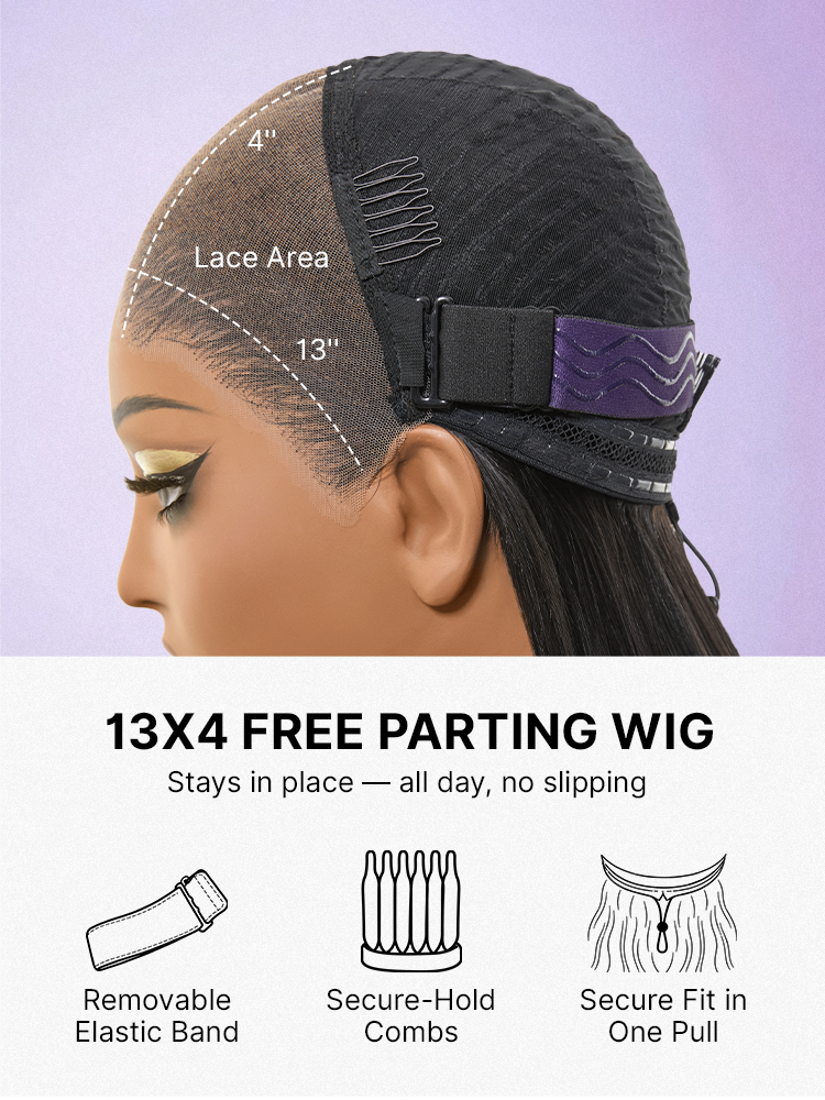 Lagos Hairline Over-Plucked M-Shaped Hairline Natural Looking Silky Straight Human Hair 13×4 Lace Frontal Wig Pre-Cut Lace