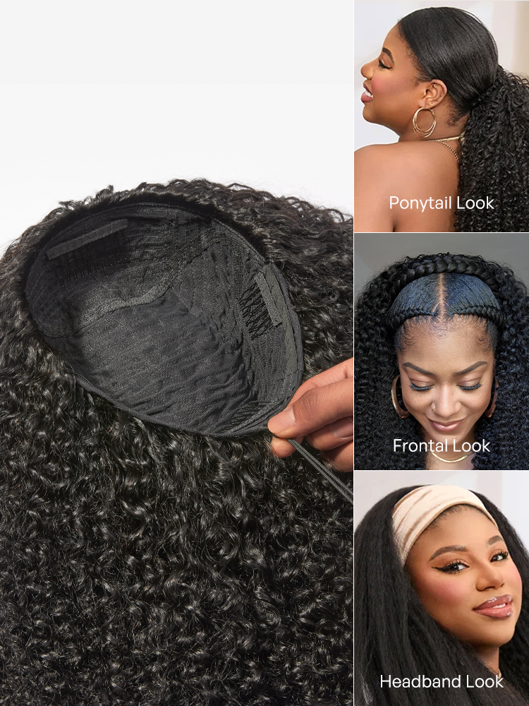 Luvme Too Easy Texture™ 3-In-1 Half Wig 180% Density Kinky Curly Glueless Flexi-Fit Drawstring Wig