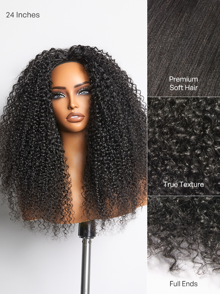 Luvme Too Easy Texture™ 3-In-1 Half Wig 180% Density Kinky Curly Glueless Flexi-Fit Drawstring Wig