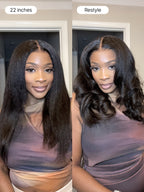 Luvme All-Day Comfort™ Wig 180% Density Butterfly Cut Layered Light Yaki Straight Glueless 7x6 Closure HD Lace Human Hair Wig Pre-Cut Lace