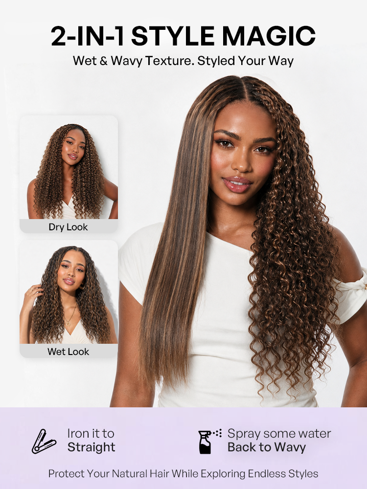 Miracle Knots Colored Crochet Hair Wet and Wavy Highlights | Mix Brown for for Boho Braids | Crochet Weaves | Fulani Braids | Twists Pre-Separated Lightweight Full & Soft Pre-Looped Human Hair Extensions Protective Style