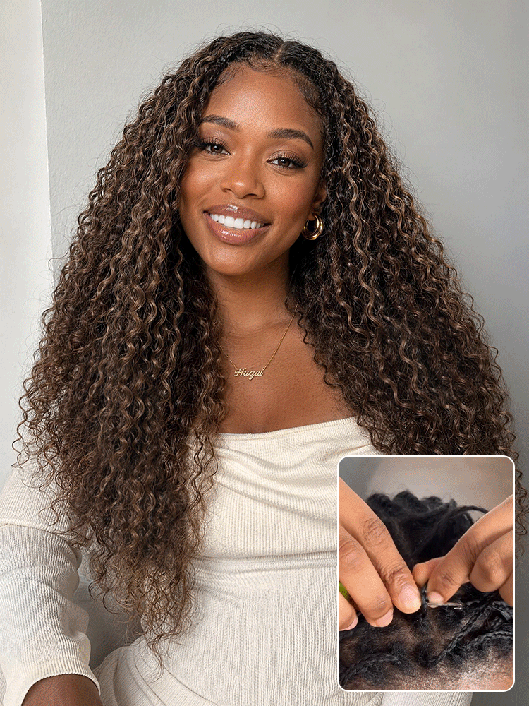 Miracle Knots Colored Crochet Hair Wet and Wavy Highlights | Mix Brown for for Boho Braids | Crochet Weaves | Fulani Braids | Twists Pre-Separated Lightweight Full & Soft Pre-Looped Human Hair Extensions Protective Style