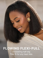 3-In-1 Half Wig 180% Density Kinky Straight Bob Glueless Flexi-Fit Drawstring Wig
