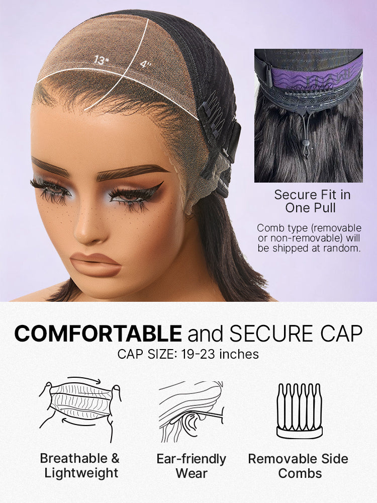 NatureMAX™ 200% Density Loose Wave Glueless 13x6 HD Lace Front Wig Human Hair Pre-Cut Lace Flexi-Fit Drawstring Cap