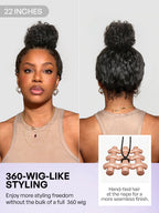 PreMax 180% Density Water Wave Glueless Flexi-Fit Drawstring 13x4 Frontal Lace Fluffy Curly Pre-Cut Lace Wig. 360-Like Design Allows Ponytail & Updo