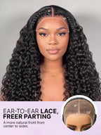 PreMax 180% Density Water Wave Glueless Flexi-Fit Drawstring 13x4 Frontal Lace Fluffy Curly Pre-Cut Lace Wig. 360-Like Design Allows Ponytail & Updo