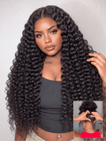 PreMax 180% Density Water Wave Glueless Flexi-Fit Drawstring 13x4 Frontal Lace Fluffy Curly Pre-Cut Lace Wig. 360-Like Design Allows Ponytail & Updo