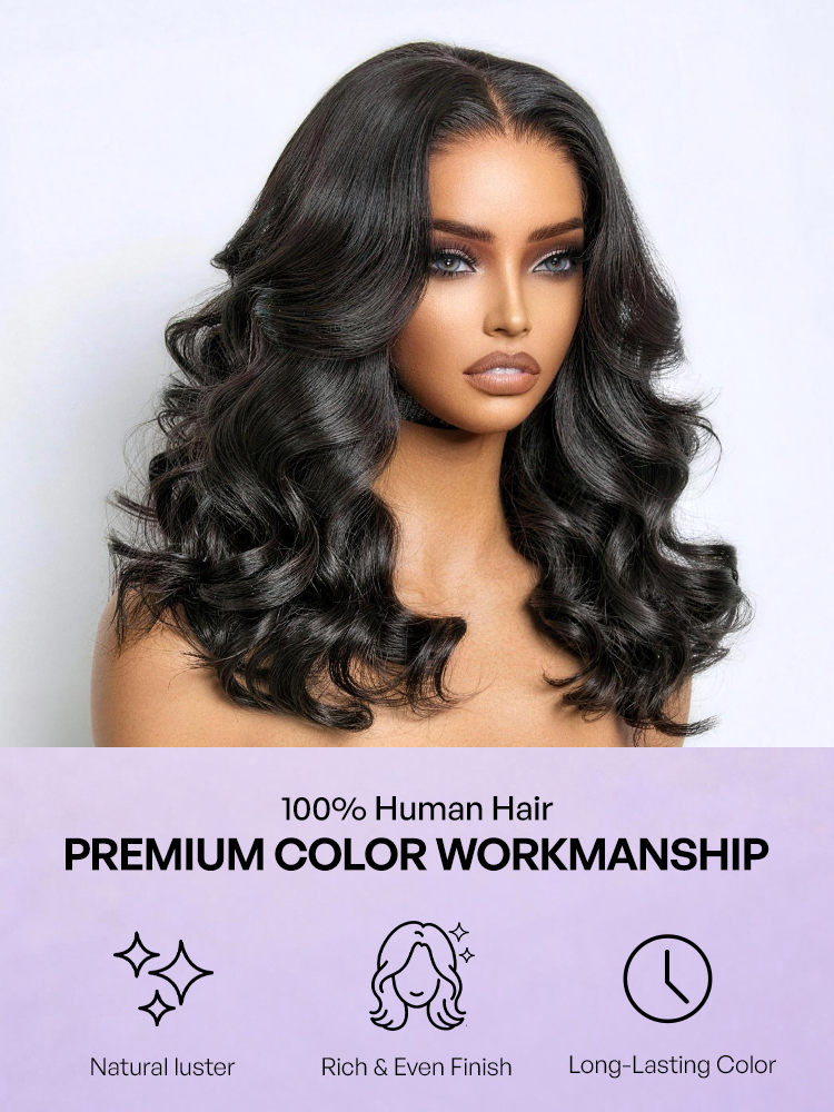 Jet Black Loose Body Wave Glueless 5x5 Closure Lace Wig 100% Human Hair