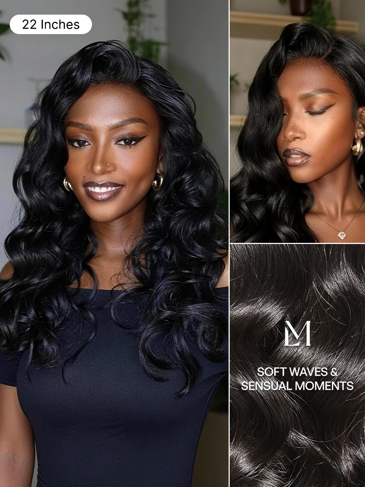 Jet Black Loose Body Wave Glueless 5x5 Closure Lace Wig 100% Human Hair