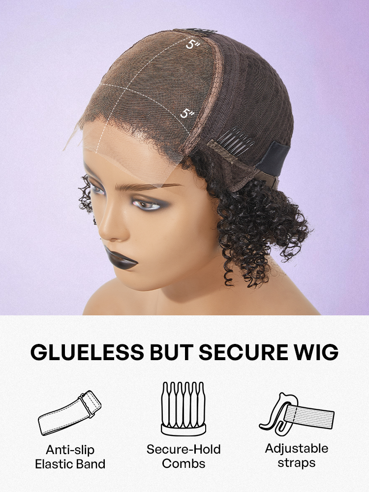 Jet Black Loose Body Wave Glueless 5x5 Closure Lace Wig 100% Human Hair